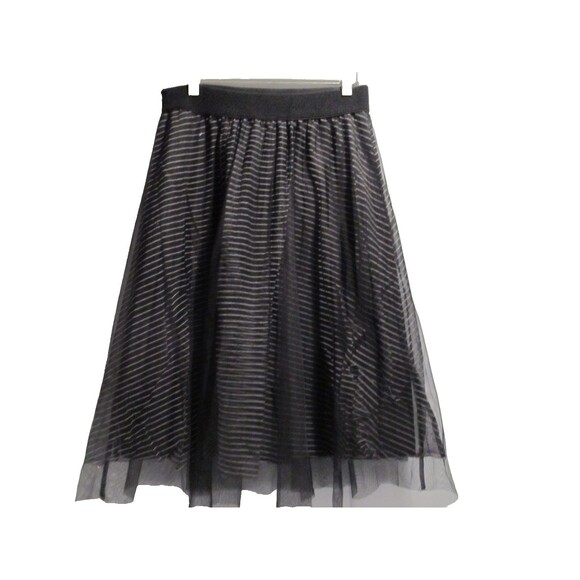 Metrowear Women's Elegant Black Striped Tulle Layered Lined Skirt Size M - Picture 2 of 3